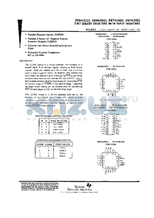 SN54LS592FK datasheet - 8-BIT BINARY COUNTERS WITH INTPUT REGISTERS