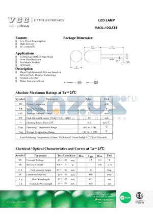 VAOL-10GAT4 datasheet - LED LAMP