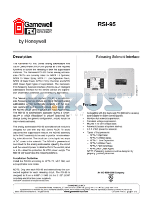 RSI-95 datasheet - Releasing Solenoid Interface