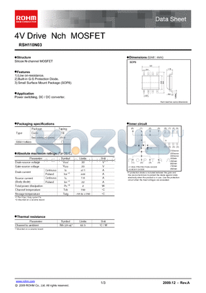 RSH110N03 datasheet - 4V Drive Nch MOSFET