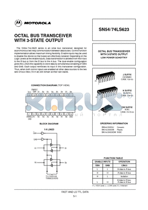 SN54LS623J datasheet - OCTAL BUS TRANSCEIVER WITH 3-STATE OUTPUT