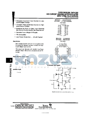 SN54LS63 datasheet - HEX CURRENT-SENSING INTERFACE GATES WITH TOTEM-POLE OUTPUTS