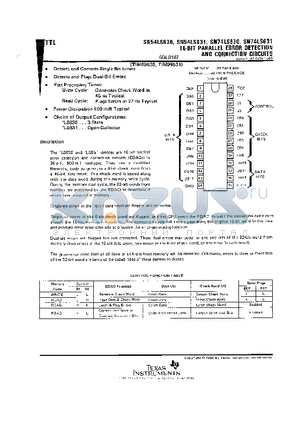 SN54LS630 datasheet - 16-BIT PARALLEL ERROR DETECTION AND CORRECTION CIRCUITS