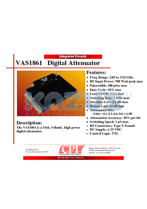 VAS1861 datasheet - Digital Attenuator