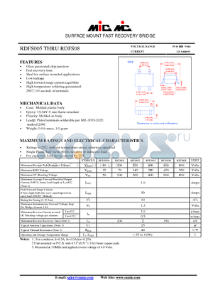 RDFS08 datasheet - SURFACE MOUNT FAST RECOVERY BRIDGE