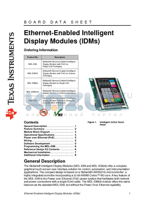 RDK-IDM datasheet - Ethernet-Enabled Intelligent Display Modules (IDMs)