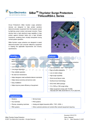 TVA170RSA-L datasheet - SiBar Thyristor Surge Protectors