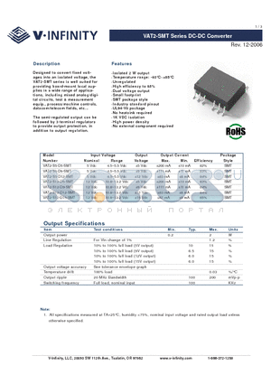 VAT2-S12-D5-SMT datasheet - DC-DC Converter