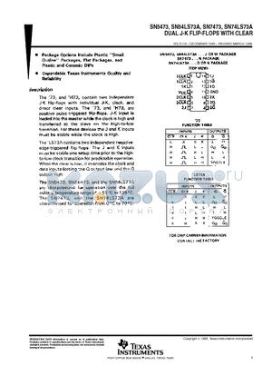 SN54LS73A datasheet - DUAL J-K FLIP-FLOPS WITH CLEAR