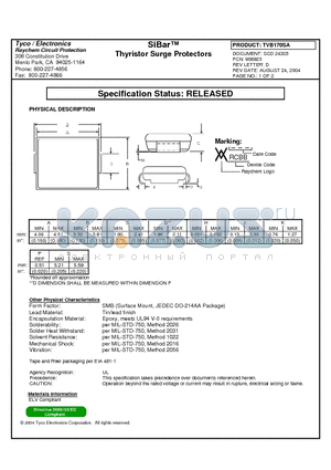 TVB170SA datasheet - Thyristor Surge Protectors