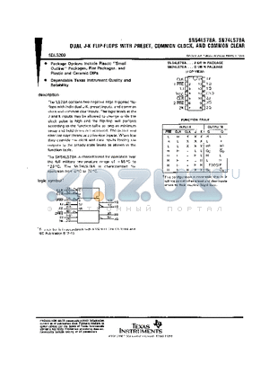 SN54LS78A datasheet - DUAL J-K FLIP-FLOPS WITH PRESET, COMMON CLOCK, AND COMMON CLEAR