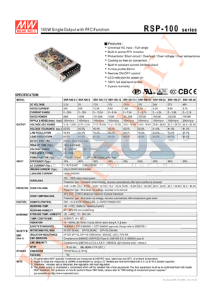 RSP-100 datasheet - 100W Single Output with PFC Function