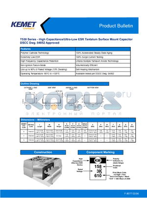 T530D227M006AH4096 datasheet - High Capacitance/Ultra-Low ESR Tantalum Surface Mount Capacitor