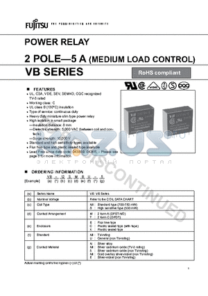 VB-12MB-5 datasheet - POWER RELAY 2 POLE-5 A (MEDIUM LOAD CONTROL)