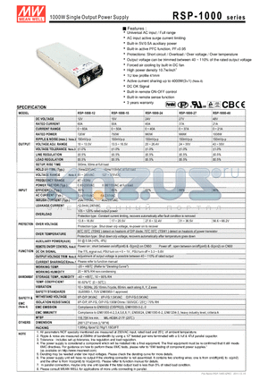 RSP-1000-24 datasheet - 1000W Single Output Power Supply