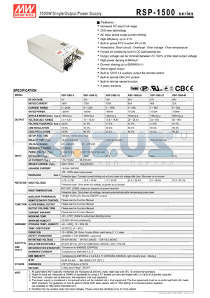 RSP-1500-12 datasheet - 1500W Single Output Power Supply