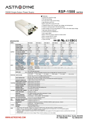 RSP-1500-24 datasheet - 1500W Single Output Power Supply