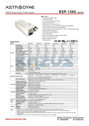 RSP-1500-27 datasheet - 1500W Single Output Power Supply