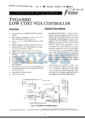 TVGA9000 datasheet - LOW COST VGA CONTROLLER
