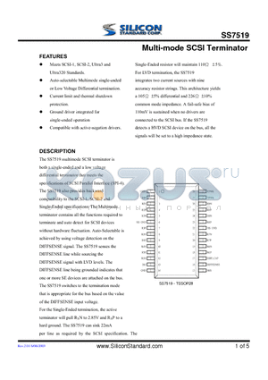 SS7519 datasheet - Multi-mode SCSI Terminator