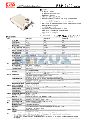 RSP-2400-24 datasheet - 2400W Single Output Power Supply