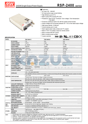 RSP-2400_1112 datasheet - 2400W Single Output Power Supply