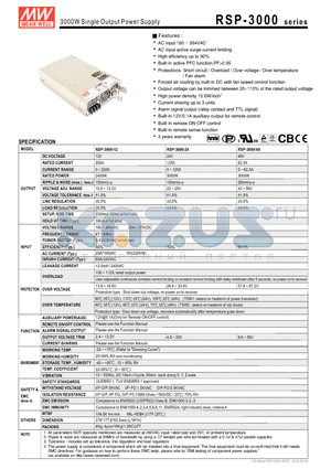 RSP-3000_12 datasheet - 3000W Single Output Power Supply