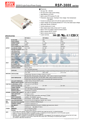 RSP-3000-48 datasheet - 3000W Single Output Power Supply