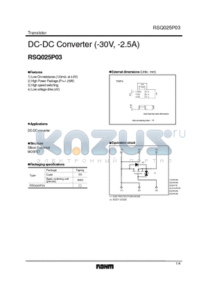 RSQ025P03 datasheet - DC-DC Converter (-30V, -2.5A)