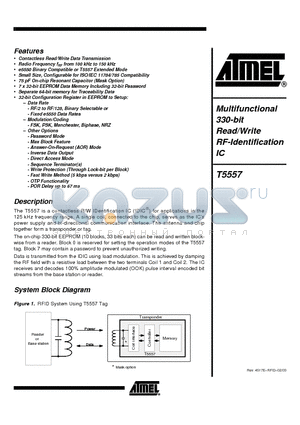 T555715M01-DDT datasheet - Multifunctional 330-bit Read/Write RF-Identification IC