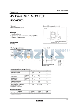 RSQ045N03 datasheet - 4V Drive Nch MOS FET