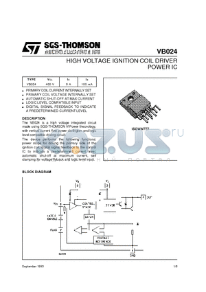 VB024 datasheet - HIGH VOLTAGE IGNITION COIL DRIVER POWER IC