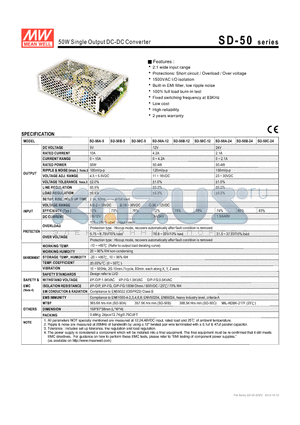 SD-50B-24 datasheet - 50W Single Output DC-DC Converter