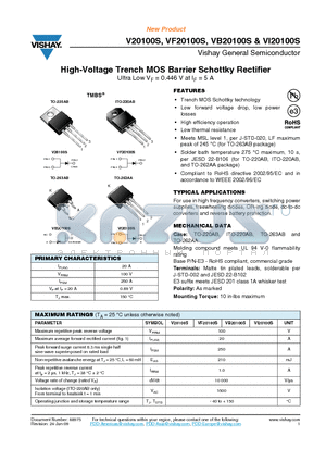 VB20100S-E3/4W datasheet - High-Voltage Trench MOS Barrier Schottky Rectifier