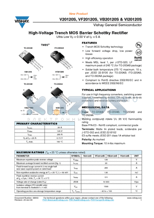 VB20120S-E3/4W datasheet - High-Voltage Trench MOS Barrier Schottky Rectifier