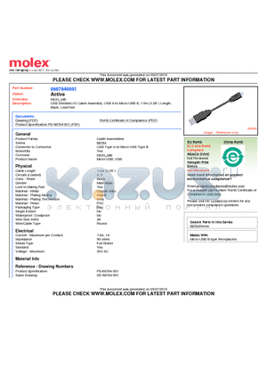 SD-68784-001 datasheet - USB Shielded I/O Cable Assembly