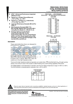 SN54LV244AJ datasheet - OCTAL BUFFERS/DRIVERS WITH 3-STATE OUTPUTS