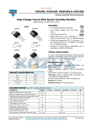 VB30120S-E3/8W datasheet - High-Voltage Trench MOS Barrier Schottky Rectifier