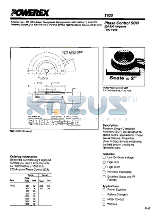 T6200620 datasheet - Phase Control SCR (200-300 Amperes 1600 Volts)