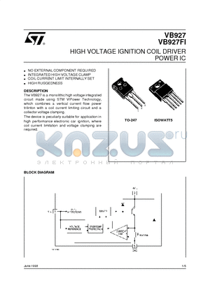 VB927FI datasheet - HIGH VOLTAGE IGNITION COIL DRIVER POWER IC