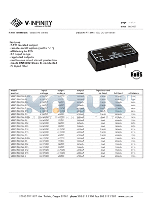 VBBD7R5-D48-D12 datasheet - DC/DC converter