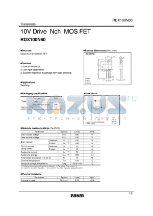 RDX100N60 datasheet - 10V Drive Nch MOS FET