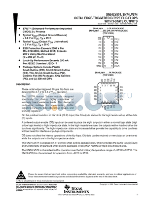 SN54LV574 datasheet - OCTAL EDGE-TRIGGERED D-TYPE FLIP-FLOPS WITH 3-STATE OUTPUTS