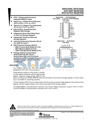 SN54LV594A datasheet - 8-BIT SHIFT REGISTERS WITH OUTPUT REGISTERS