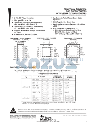 SN54LV595AJ datasheet - 8-BIT SHIFT REGISTERS WITH 3-STATE OUTPUT REGISTERS