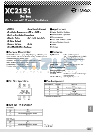 XC2151A54 datasheet - ICS FOR USE WITH CRYSTAL OSCILLATORS