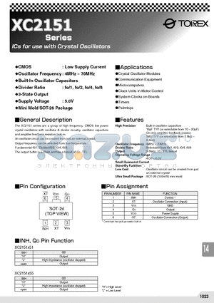 XC2151A58 datasheet - ICS FOR USE WITH CRYSTAL OSCILLATORS