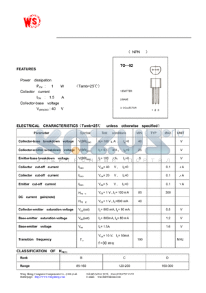 SS8050 datasheet - TRANSISTOR (NPN)