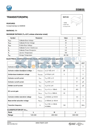 SS8050 datasheet - TRANSISTOR(NPN)