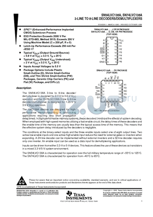 SN54LVC138AJ datasheet - 3-LINE TO 8-LINE DECODERS/DEMULTIPLEXERS